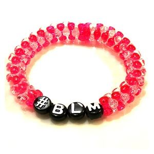 2/$12 Pink and Clear Black Lives Matter Bracelet